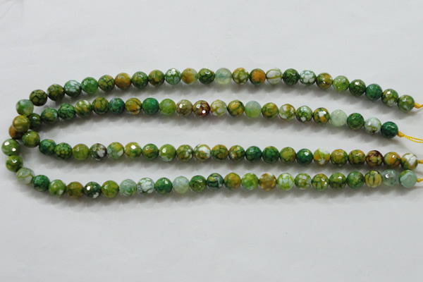 CAA790 15.5 inches 8mm faceted round fire crackle agate beads