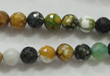 CAA791 15.5 inches 8mm faceted round fire crackle agate beads