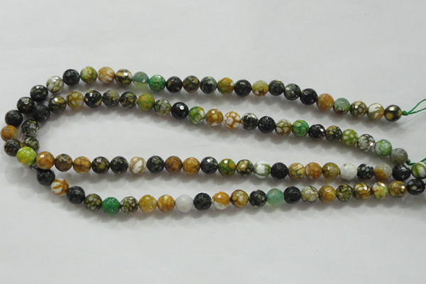 CAA791 15.5 inches 8mm faceted round fire crackle agate beads