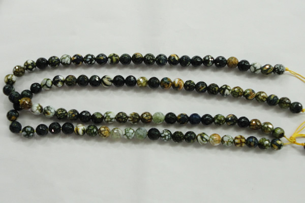 CAA792 15.5 inches 8mm faceted round fire crackle agate beads