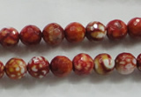 CAA794 15.5 inches 8mm faceted round fire crackle agate beads