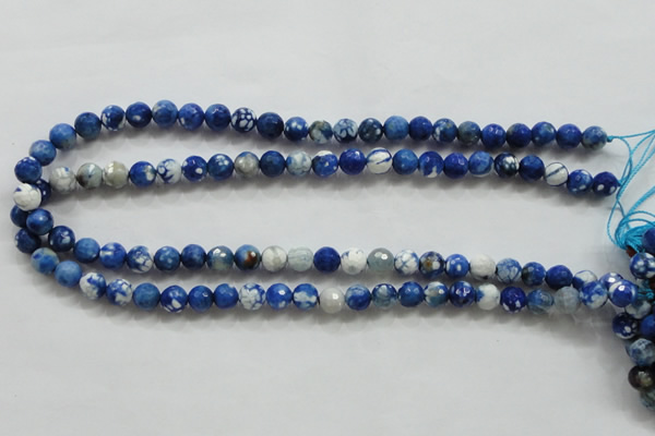 CAA796 15.5 inches 8mm faceted round fire crackle agate beads