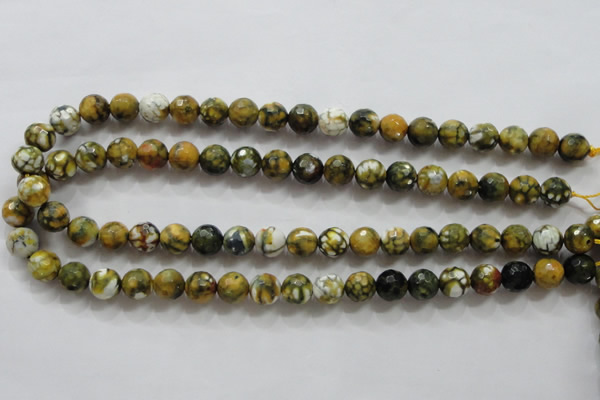 CAA797 15.5 inches 10mm faceted round fire crackle agate beads