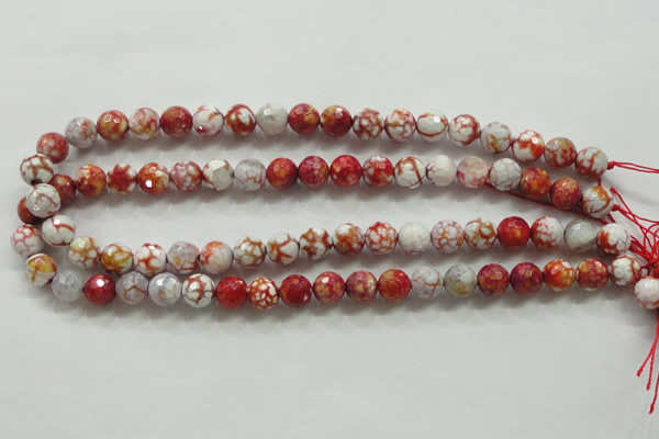 CAA799 15.5 inches 10mm faceted round fire crackle agate beads