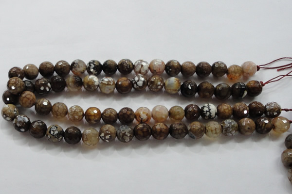 CAA802 15.5 inches 12mm faceted round fire crackle agate beads