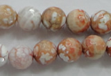 CAA803 15.5 inches 12mm faceted round fire crackle agate beads