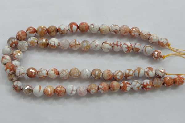 CAA803 15.5 inches 12mm faceted round fire crackle agate beads