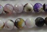 CAA804 15.5 inches 12mm faceted round fire crackle agate beads