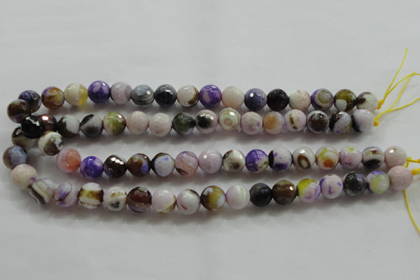 CAA804 15.5 inches 12mm faceted round fire crackle agate beads