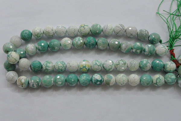 CAA805 15.5 inches 14mm faceted round fire crackle agate beads