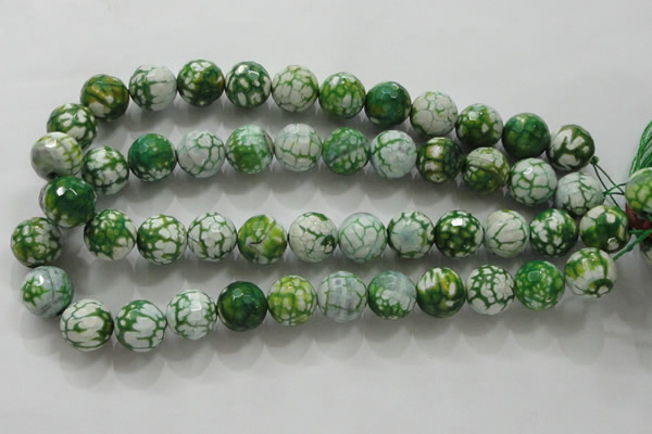 CAA810 15.5 inches 16mm faceted round fire crackle agate beads