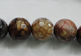 CAA813 15.5 inches 16mm faceted round fire crackle agate beads