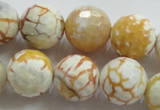 CAA816 15.5 inches 16mm faceted round fire crackle agate beads