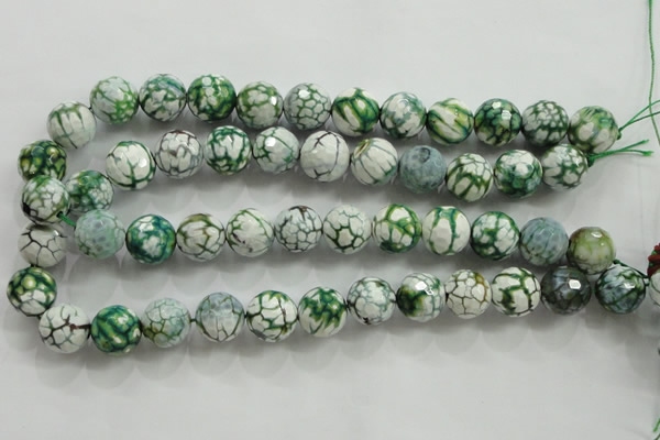 CAA817 15.5 inches 16mm faceted round fire crackle agate beads