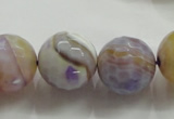 CAA819 15.5 inches 18mm faceted round fire crackle agate beads