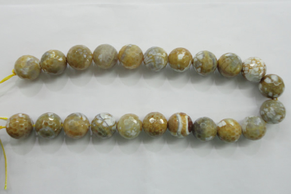 CAA820 15.5 inches 18mm faceted round fire crackle agate beads