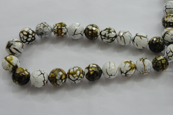 CAA822 15.5 inches 20mm faceted round fire crackle agate beads