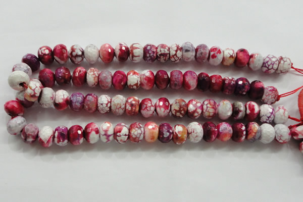 CAA826 15.5 inches 10*14mm faceted rondelle fire crackle agate beads