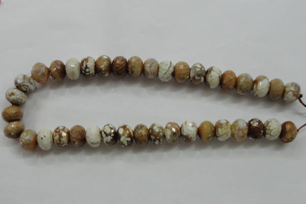 CAA829 15.5 inches 10*14mm faceted rondelle fire crackle agate beads