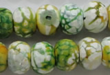 CAA830 15.5 inches 12*16mm faceted rondelle fire crackle agate beads