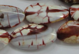 CAA838 15.5 inches 16*28mm twisted oval fire crackle agate beads