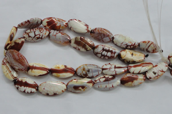 CAA838 15.5 inches 16*28mm twisted oval fire crackle agate beads