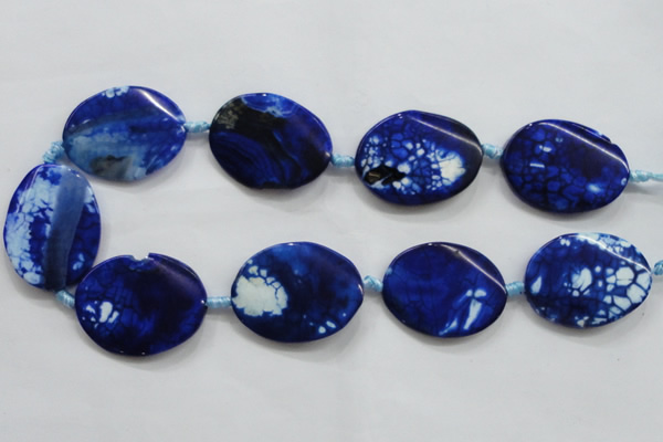 CAA847 15.5 inches 30*40mm twisted oval fire crackle agate beads