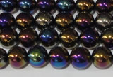 CAA850 15.5 inches 10mm round AB-color black agate beads