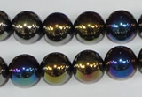 CAA851 15.5 inches 12mm round AB-color black agate beads