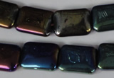 CAA861 15.5 inches 13*18mm rectangle AB-color black agate beads