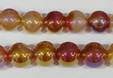 CAA870 15.5 inches 12mm round AB-color red agate beads