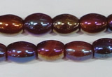 CAA878 15.5 inches 7*14mm rice AB-color red agate beads