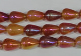 CAA880 15.5 inches 8*12mm teardrop AB-color red agate beads