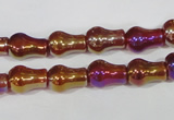 CAA881 15.5 inches 8*12mm pear-shaped AB-color red agate beads