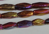 CAA882 15.5 inches 7*18mm faceted cuboid AB-color red agate beads