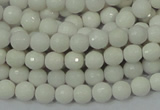 CAA92 15.5 inches 4mm faceted round white agate gemstone beads