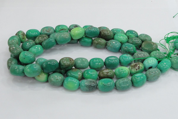 CAB04 15.5 inches 12*20mm nugget green grass agate gemstone beads