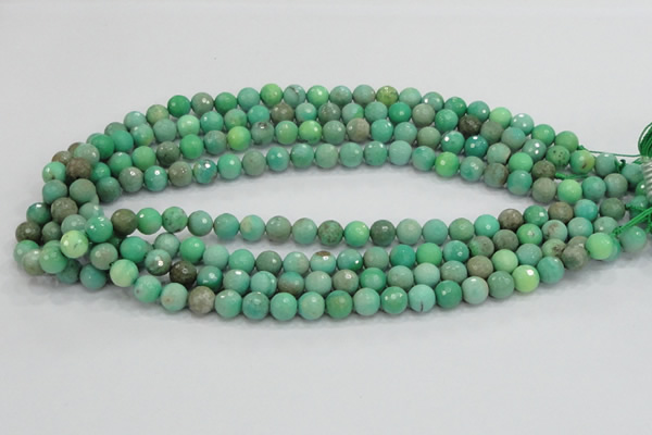 CAB07 15.5 inches 8mm faceted round green grass agate gemstone beads