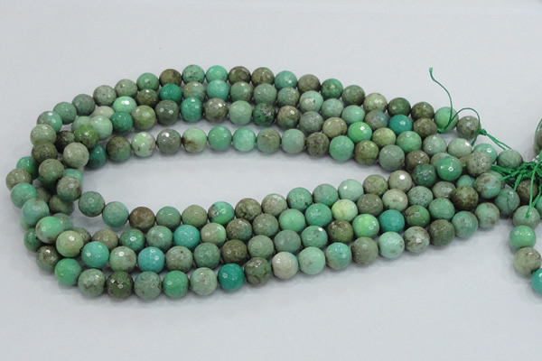 CAB08 15.5 inches 10mm faceted round green grass agate gemstone beads