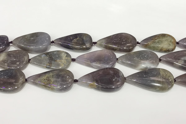 CAB1002 15.5 inches 18*30mm - 20*35mm flat teardrop purple agate beads