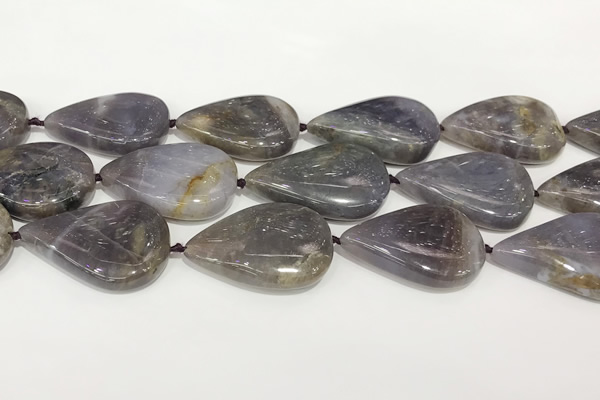 CAB1003 15.5 inches 22*33mm - 23*35mm flat teardrop purple agate beads