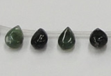 CAB127 15.5 inches 8*12mm flat teardrop moss agate gemstone beads