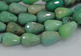 CAB14 15.5 inches 8*12mm faceted teardrop green grass agate beads