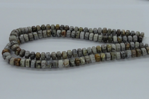 CAB140 15.5 inches 7*10mm roundel bamboo leaf agate beads