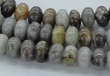 CAB142 15.5 inches 6*10mm rondelle bamboo leaf agate beads