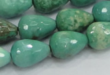 CAB15 15.5 inches 12*18mm faceted teardrop green grass agate beads