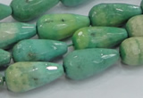 CAB16 15.5 inches 10*20mm faceted teardrop green grass agate beads