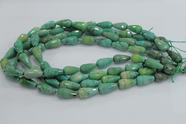 CAB16 15.5 inches 10*20mm faceted teardrop green grass agate beads