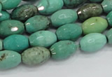 CAB19 15.5 inches 8*12mm faceted rice green grass agate beads