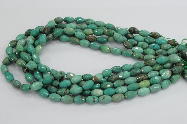 CAB19 15.5 inches 8*12mm faceted rice green grass agate beads